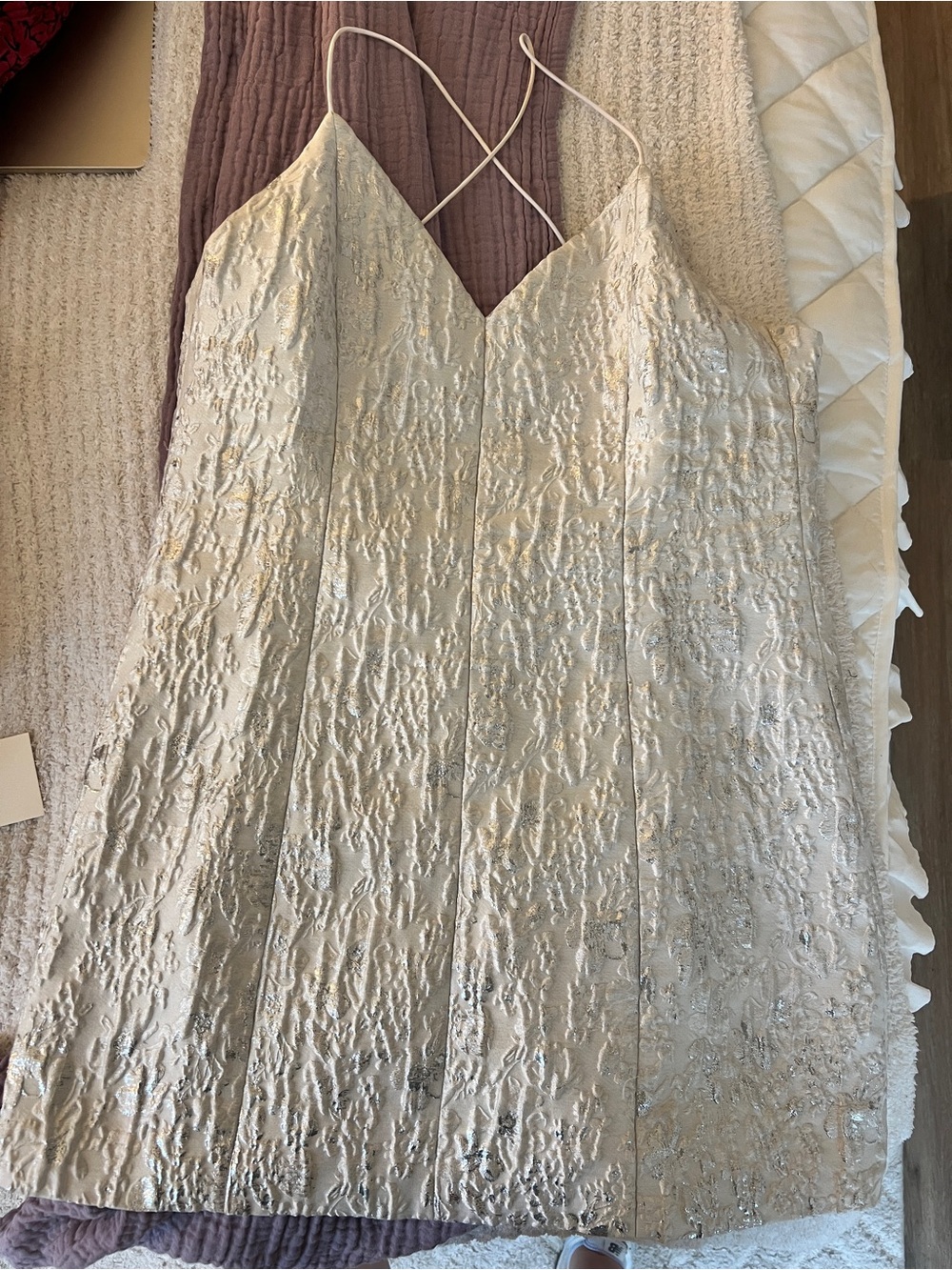 Alice + Olivia White Textured Spaghetti Strap Mini Dress - Picture 2 of 3